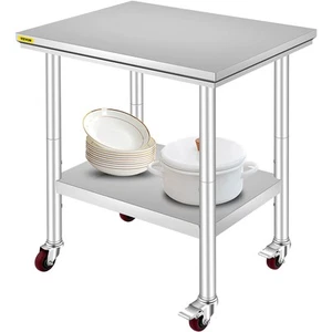 VEVOR Tavolo da Lavoro in Acciaio Inox 76x60cm con Ruote da Cucina Commerciale - Imagen 1 de 12