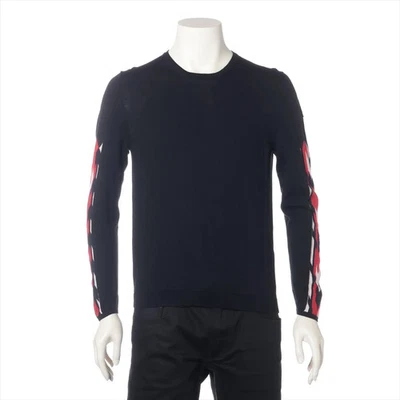 Moncler MAGLIONE 16 years Wool Knit S Men's Black  B20919006400 Geometric Fabric - Image 1 of 4