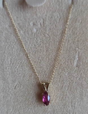 Vtg. Ladies 14K Gold Princess Cut RUBY Necklace 16" - Image 1 of 4