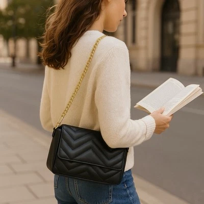 Olivia Miller Black Quilted Crossbody Clutch - Image 1 of 4