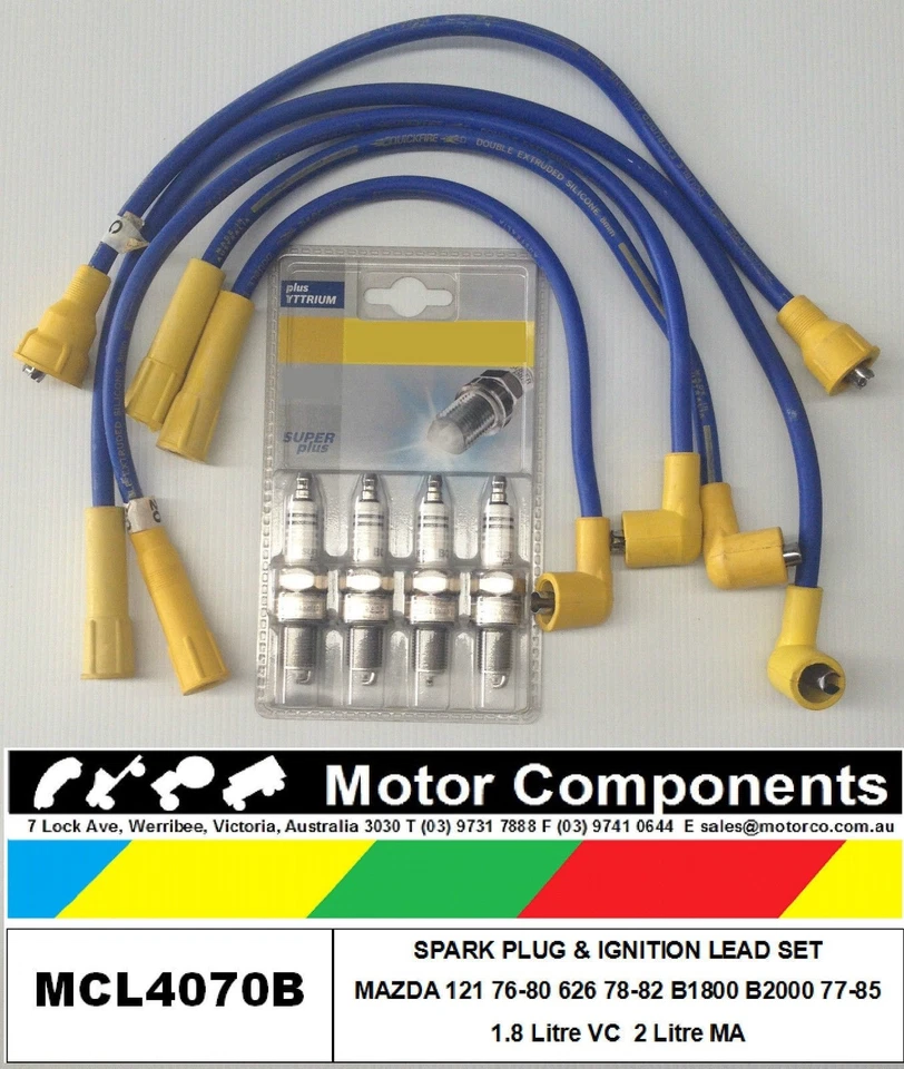JUEGO DE BUJÍAS Y CABLES MAZDA 121 626 VC 1,8 litros MA 2 litros 1976-82 Foto 1 de 3