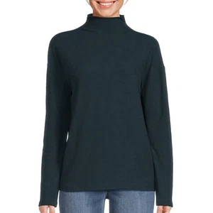 Vince Funnel Neck Cotton Blend Pullover Sweater Sea Quartz Large - Picture 1 of 9