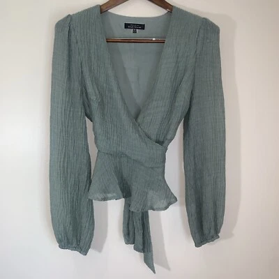 Top envolvente rubor azul para mujer medio verde recortado brillante hada coqueta caprichosa Foto 1 de 4