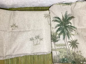 VTG Springs Ind Fabric Set Muted Palm Trees on Lt Tan 1.5Y & Larger Print 17" St - Picture 1 of 6