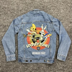 Looney Tunes x Members Only Denim Jacket Mens Extra Small Blue Jean Trucker Coat - Picture 1 of 12