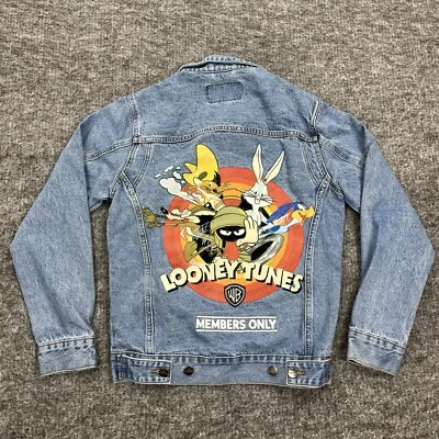 Looney Tunes x Members Only Denim Jacket Mens Extra Small Blue Jean Trucker Coat - Image 1 of 4