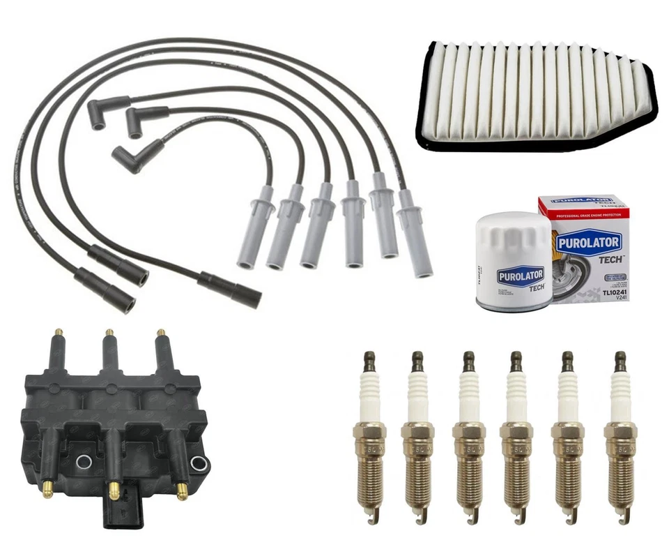For 2007-11 Jeep Wrangler 3.8L Wire Set Plugs Air Filter Oil Filter Coil Tune Up - Image 1 of 4