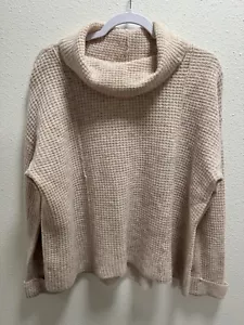 Free People maglione lana maglia grossa collo cappuccio polsini beige medio - Foto 1 di 8