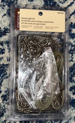 PORTFOLIO 12' Antiguo Latón Swag Kit de Luz Cable y Cadena - Carga Clasificación 30 lb Nuevo de Lote Antiguo Foto 1 de 4
