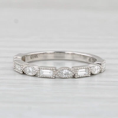 New 0.37ctw Diamond Ring 14k White Gold Size 6.5 Stackable Wedding Band - Image 1 of 4