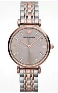 Emporio Armani Ar1840 Ladies Watch - Two Tone Rose Gold/Silver - Picture 1 of 11