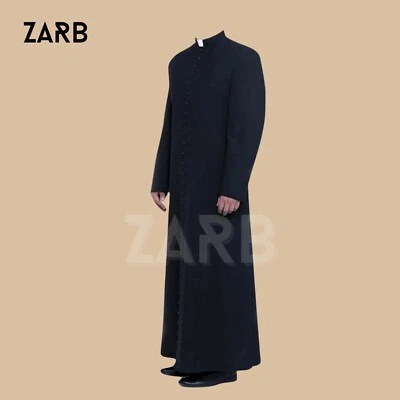 Black Roman Cassock - Wool Blend - Catholic Clergy Robe | Priest Preacher - Image 1 of 4