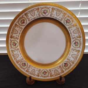 Crown Sutherland China England 10-1/4" Dinner Plate w/Heavily Gilted Gold Band - Picture 1 of 11