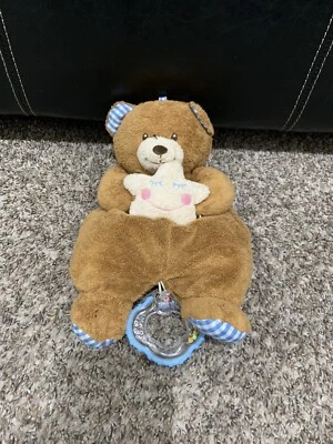 Kids II Brown Bear Plush Musical Crib Pull Twinkle Little Star Blue Rattle - Image 1 of 4