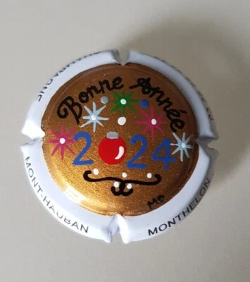 capsule champagne peinte à la main PALM, du mont hauban n°115 bonne année 2024. - Photo 1/2