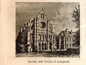 Stampa antica LONGPONT piccola veduta abazia Aisne 1898 Ancien gravure Old Print - Picture 1 of 1