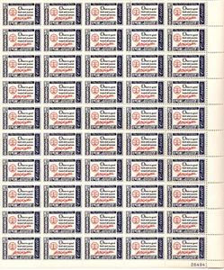 #1139, 4 ct., CREDO, GEORGE WASHINGTON, 1960, Sheet of 50, MNH - OGH - Picture 1 of 1