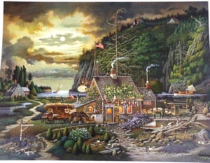 Large Charles Wysocki Signed Litho Moonlight and Roses in Olde Maine - Picture 1 of 18