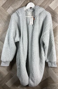 M&S Day Dreams Duvet Days Fluffy Silver Grey Long Open Cardigan/Jacket Sz S New - Picture 1 of 22