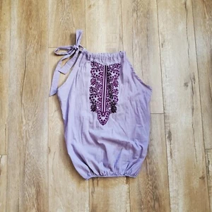 RARE Ukrainian Embroidered Shirt Halter Top Vyshyvanka Ethnic Blouse Adult S USA - Picture 1 of 2