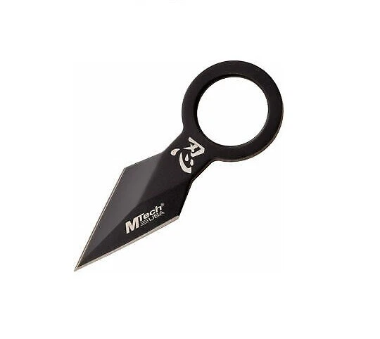 Lâmina de aço MTech fixa 1,75" preta borda dupla 3Cr13 peça única com anel de dedo - Imagem 1 de 1