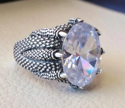 Anillo de cumpleaños para hombre de plata esterlina 925 maciza con diamantes blancos talla circón Foto 1 de 4