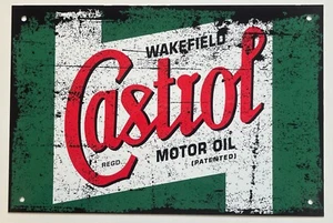 Letrero de pared de metal estilo vintage - aceite de motor Castrol 10,5 x 7 pulgadas [FUNDIDO] - Imagen 1 de 1