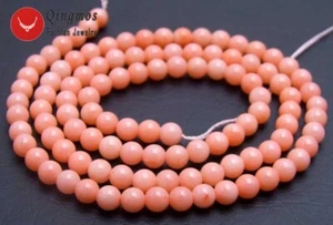  3-4mm Round Natural Pink Coral Loose Beads for Beadwork DIY Strands 15" - Picture 1 of 1