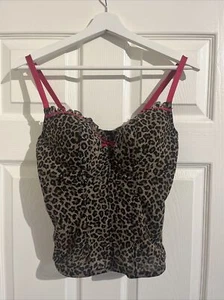 Simply Yours Animal Print Ribbed Corset Bustier Size UK 38C Brown Black B9 - Bild 1 von 9