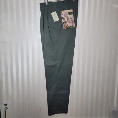 Vtg Y2K Bill Blass Mens 38 X 34 Wrinkle Less Pants Pleated 100% Cotton Olive NWT - Image 1 of 4