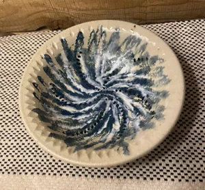 Urban Art Co-op Studio Pottery Bowl Swirled Blues Whites Black Hand Made - Picture 1 of 11