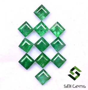 3.57 CTS Natural Emerald Square Cut 4 mm Lot 11 Pcs Calibrated Loose Gemstones - Picture 1 of 4