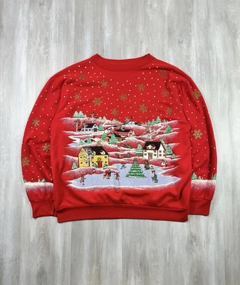 Sudadera Pullover Rojo Vintage Navidad Papá Noel Vacaciones Mediana AOP Foto 1 de 4