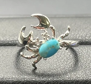 New Condition Sterling Silver Turquoise Crab Ring Size 7 - Picture 1 of 5