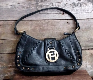 Vintage Handtasche Geldbeutel schwarz Leder Tommy Hilfiger Y2K - Bild 1 von 13