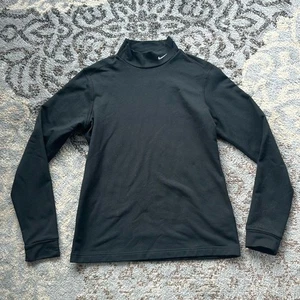 Nike Boys Fit Dry Mock Neck Long Sleeve Top Black Large - Picture 1 of 6