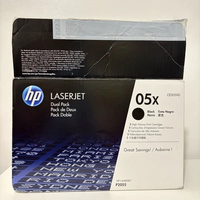 Genuine HP 05X Black Toner High Yield CE505X CE505XD 2 Pack Read Description - Image 1 of 4