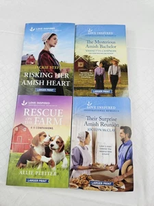 Harlequin Love Inspired Romance Novels Lot 4 Larger Print Amish Wholesome - Picture 1 of 8