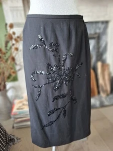 Whistles Black With Sequin Pattern Below Knee Skirt 12 Women - Picture 1 of 1