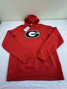Georgia Bulldogs Nike Hoodie Men M Red Football Club Fleece Pullover Sweatshirt - Picture 1 of 5