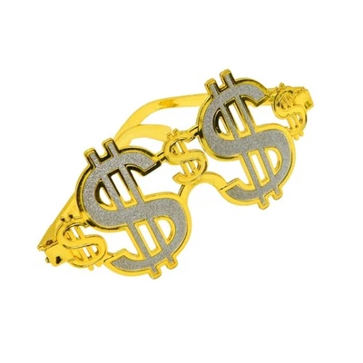 Novedad Gafas en forma de signo de dólar Halloween Gafas de dólar doradas para adultos Foto 1 de 4