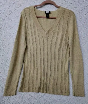 Suéter ligero para mujer Studio 1940 22/24 color dorado escote en V bonito tejido Foto 1 de 4