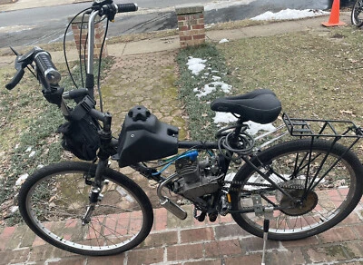 Bicicleta motorizada 80cc construida sobre una MTB Gary Fisher Hoo Koo E Koo con colgadores Ape Foto 1 de 4
