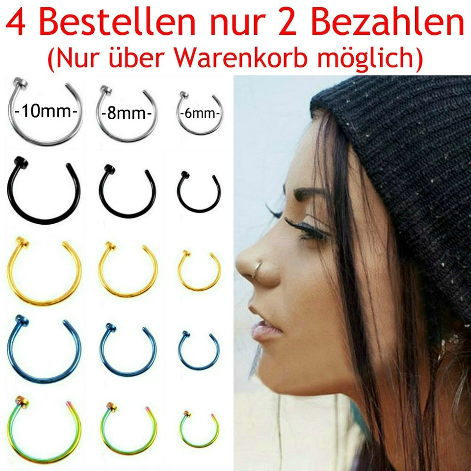 NASENRING SEPTUM RING NASENPIERCING NASE PIERCING HUFEISEN SILBER NASEN LIPPE - Bild 1 von 1