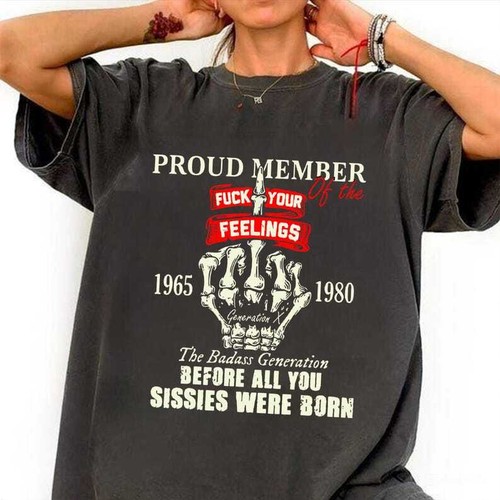 ALEXANDER MCQUEEN Maglietta Proud Member Generation X Maglietta Badass Generation 1965 1980 F Your Feeling