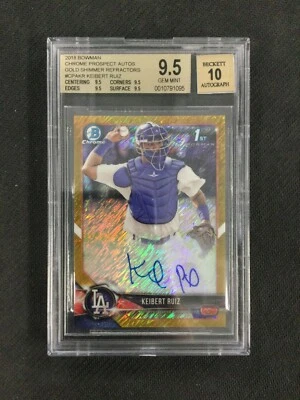 BGS 9.5 2018 Bowman Chrome 1st Keibert Ruiz Gold Shimmer Refractor Auto /50 - Image 1 of 2