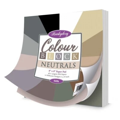 HUNKYDORY COLOUR BLOCK NEUTRALS  8"X 8  PAPER PAD - 48 X 150 GSM SILK PAPER - Image 1 of 2