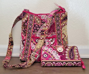Vera Bradley Pink Paisley Messenger Bag with Matching Toggle Closure Wallet