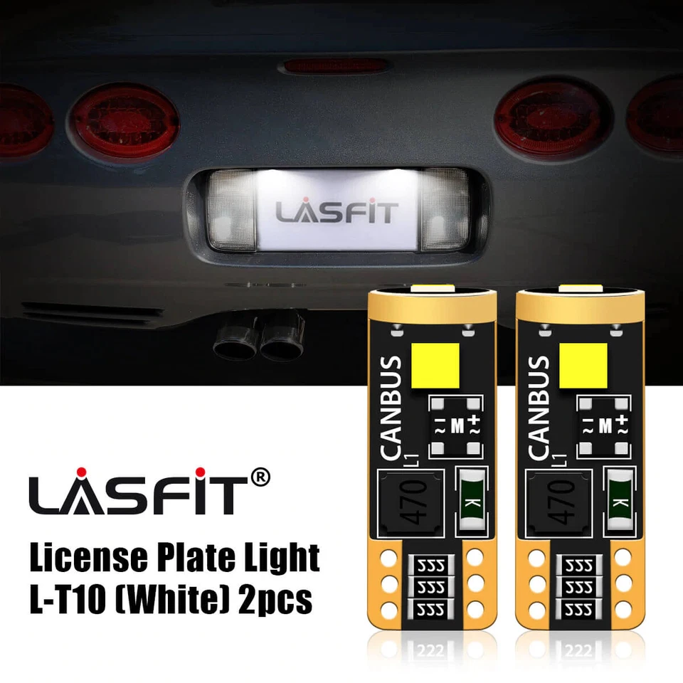 Lasfit T10 LED License Plate Tag Light Bulb Lamps for Chevrolet Corvette 6000K — 第 1/4 张图片