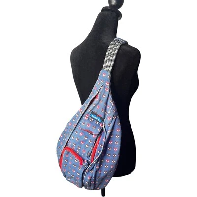Kavu Bag Rope Sling Crossbody Fox Print Hiking Outdoor Limited Edition Blue - Image 1 of 4